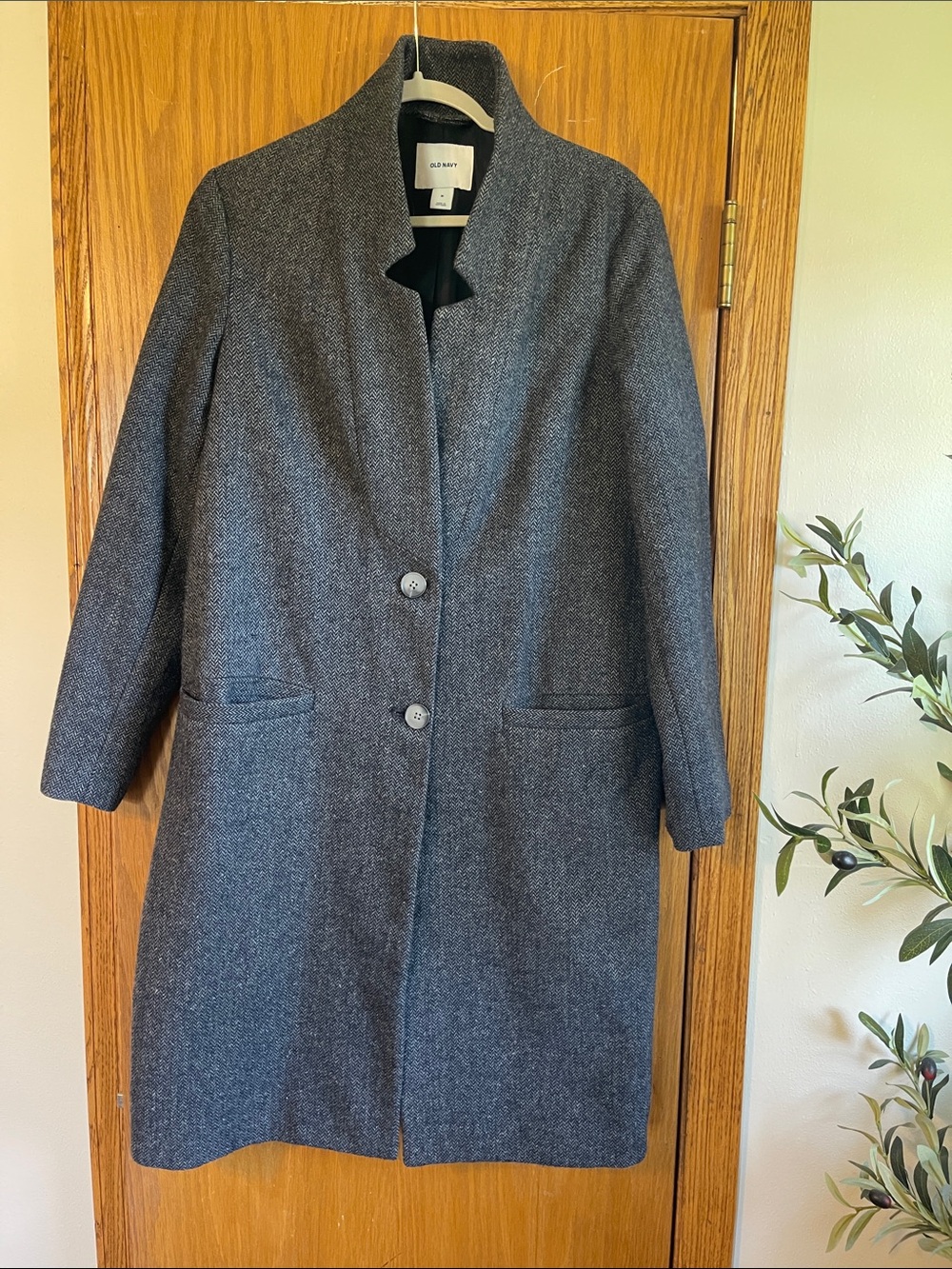 Old Navy Charcoal Gray Stand-Collar Wool Blend Coat